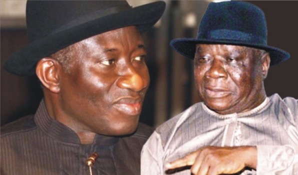 Jonathan felicitates Chief EK Clark  on his 96th birthday