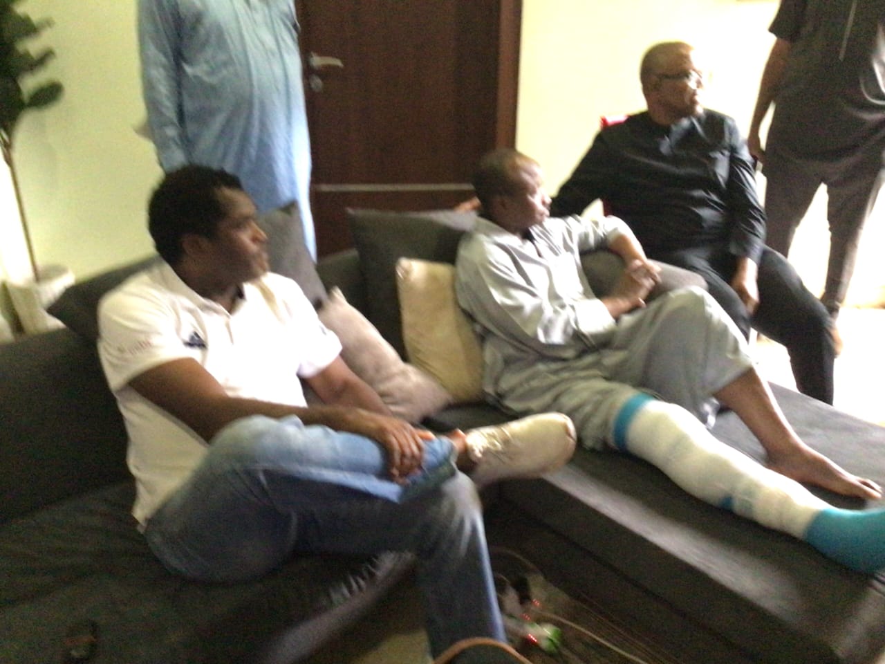 Obi visits injured Ex-Super Eagles Tijiani Babangida in Abuja.